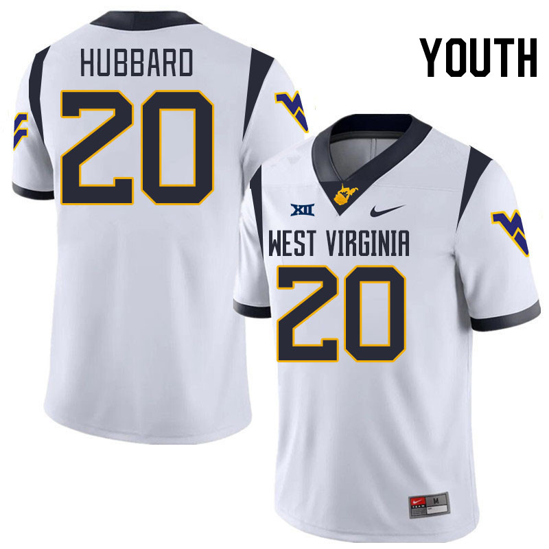 Youth #20 Diore Hubbard West Virginia Mountaineers College 2024 New Uniforms Football Jerseys Stitch